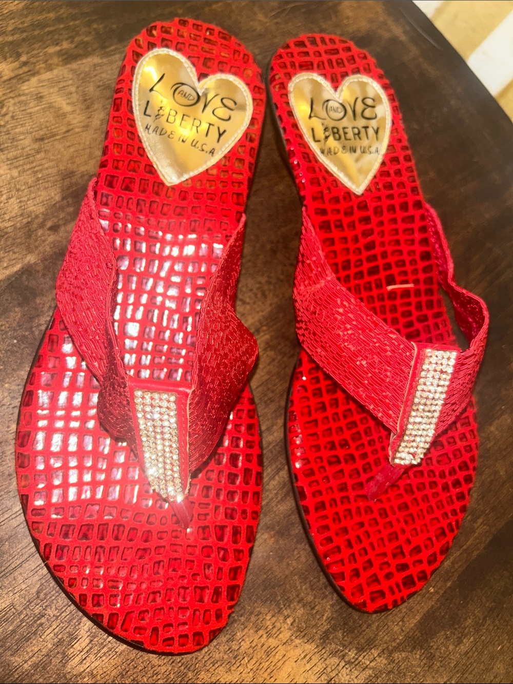 liberty Red Embellished Thong Sandals